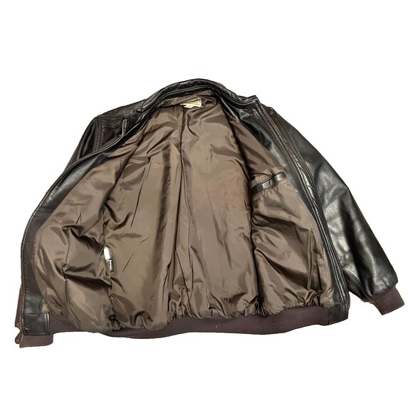 Vtg LL BEAN Goatskin Leather A2 Bomber Jacket Men's L Tall Brown Flight Coat USA - Picture 7 of 14